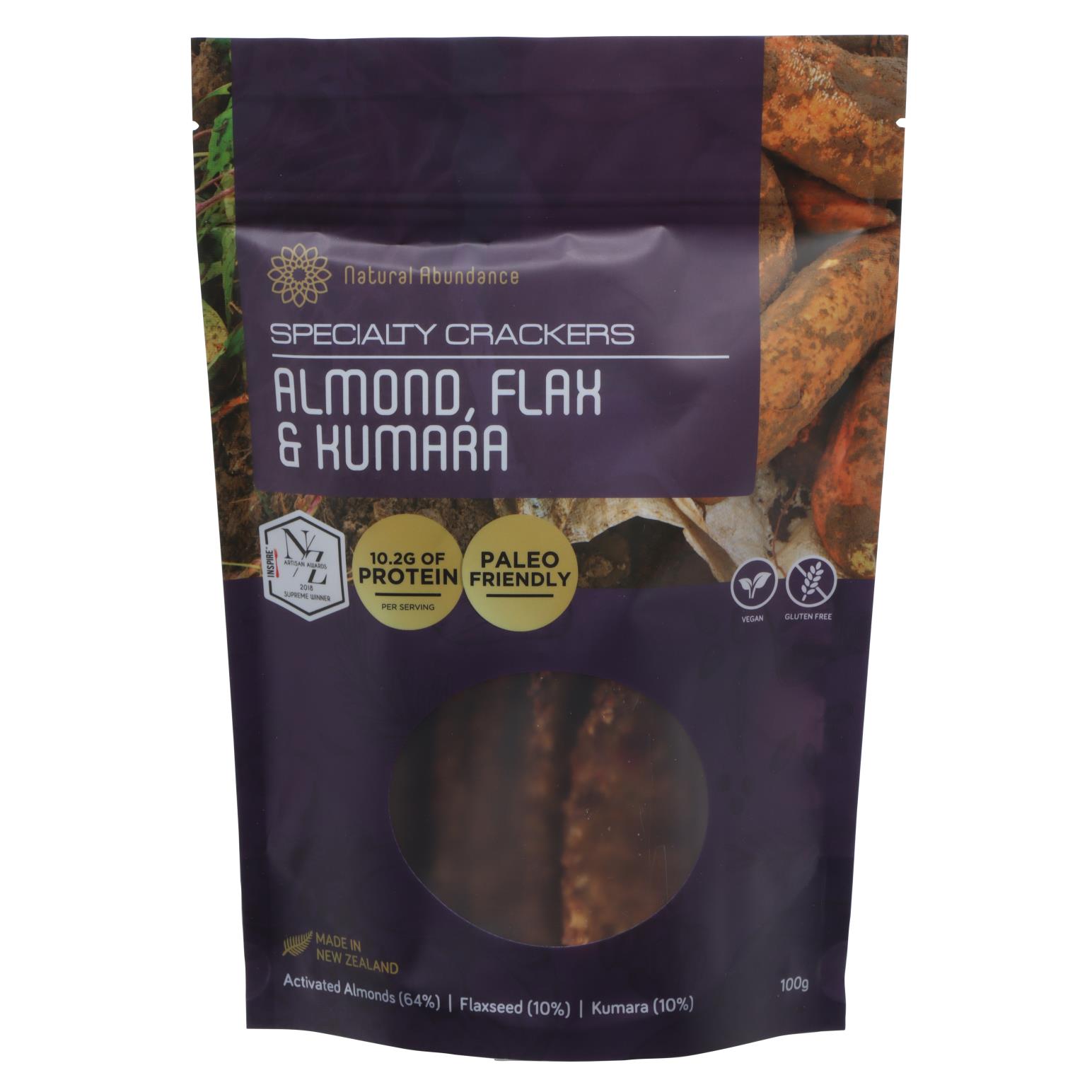 Natural Abundance Cracker - Almond, Flax & Kumara 100g