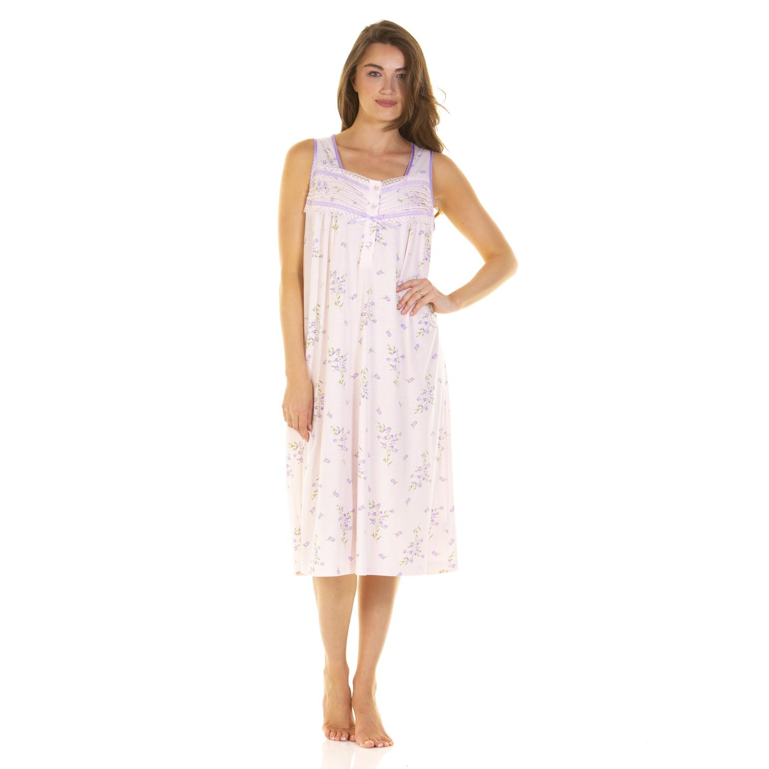 La Marquise Primrose In Bloom Cotton Rich Sleeveless Nightdress