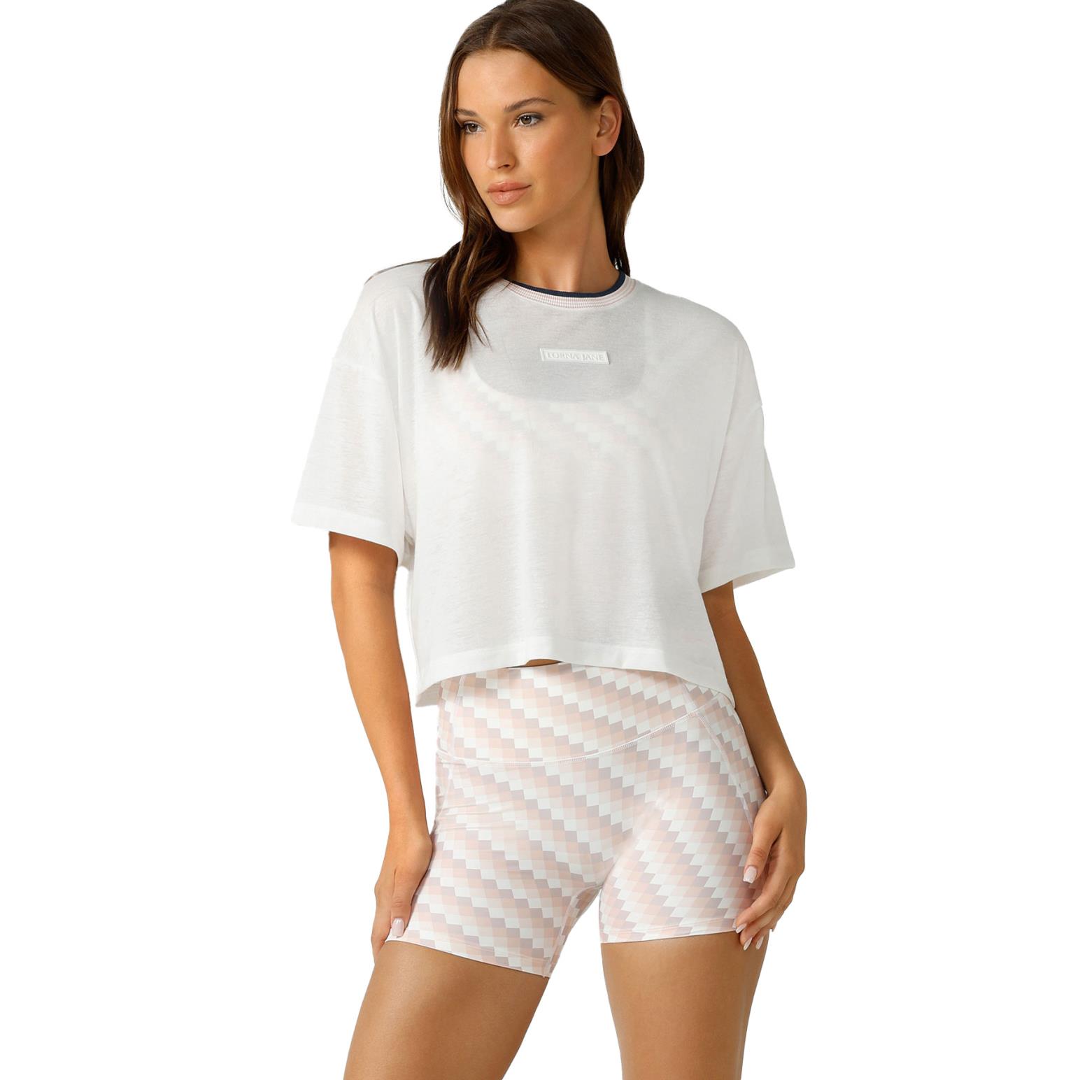 Lorna Jane Retro Cropped Tee Porcelain