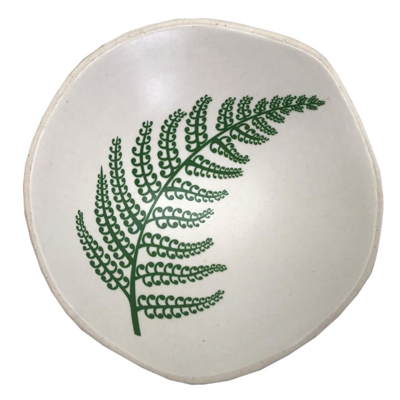 Jo Luping Green Fern On White 7cm Bowl