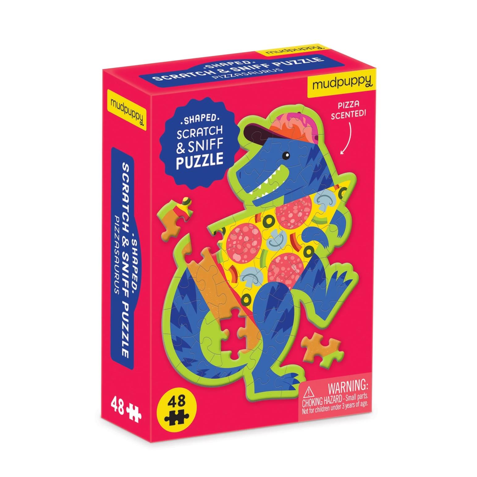 Mudpuppy Mini Scratch & Sniff 48 Piece Puzzle - Pizzasaurus