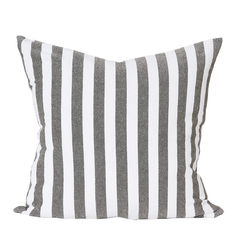 Città Wide Stripe Washed Cotton Cushion Cover Olive 55x55cm