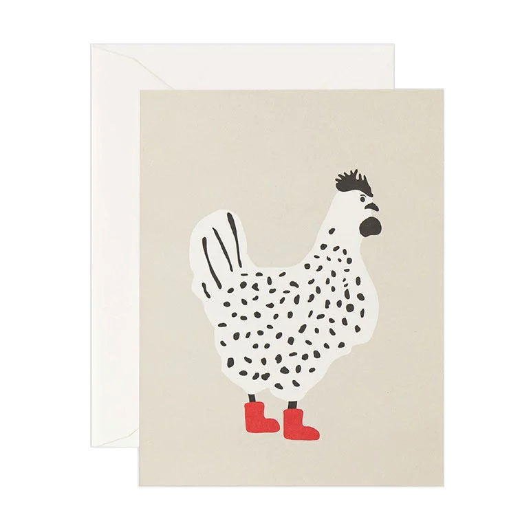 Father Rabbit Stationery Rooster Red Boots Card