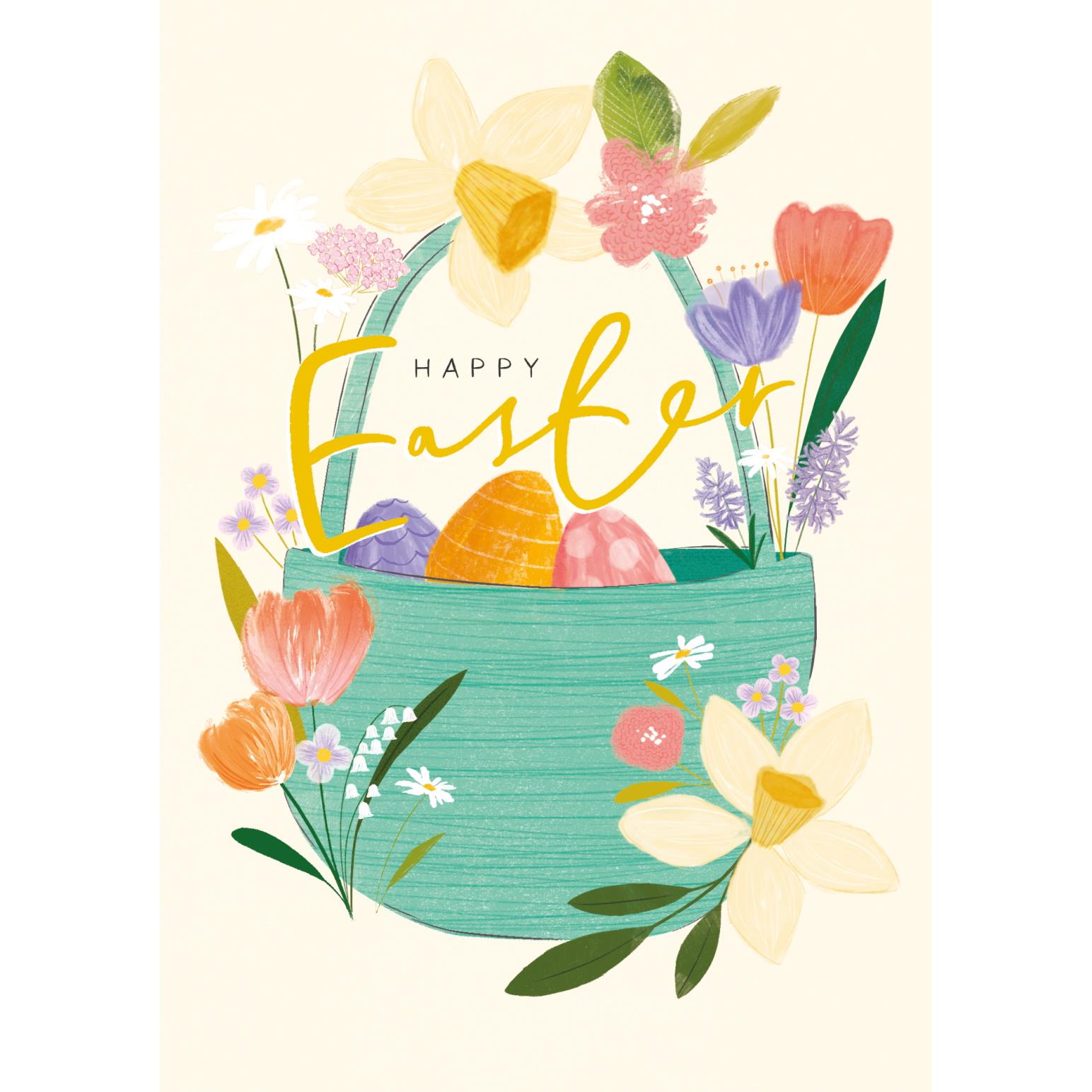 Image Gallery Floral Egg Basket Easter Card