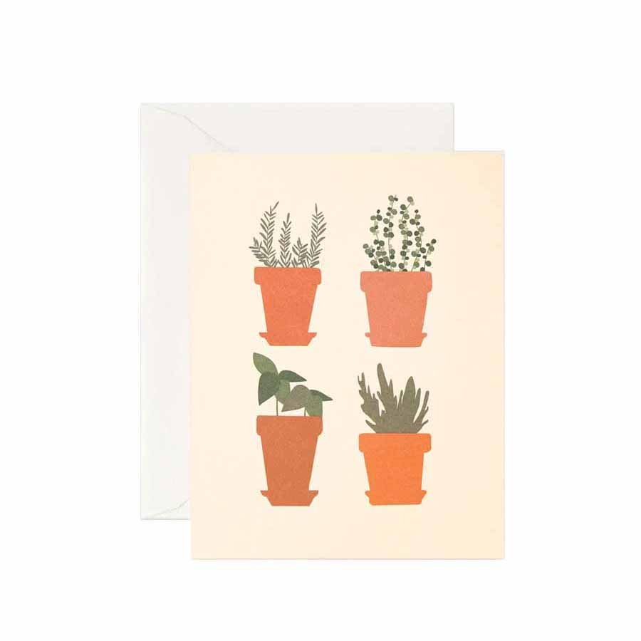 Father Rabbit Stationery Herb Pots Card