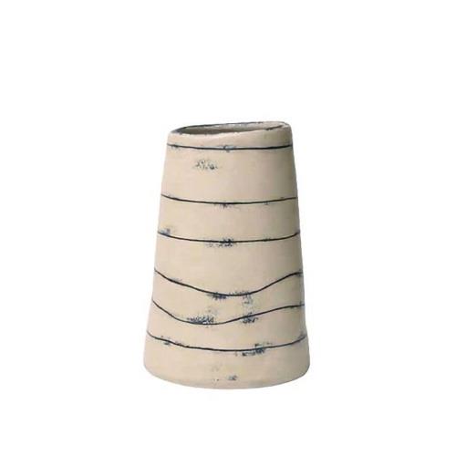 Iris Slab Vase Horizontally Striped With Slanted Top