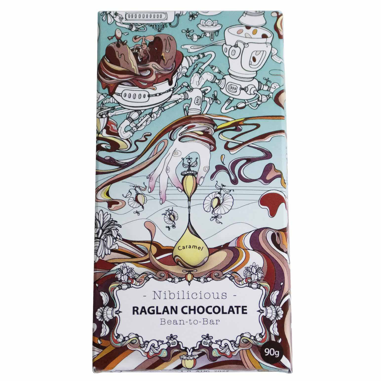 Raglan Chocolate Nibilicious - Caramel with Cacao Nibs 90g