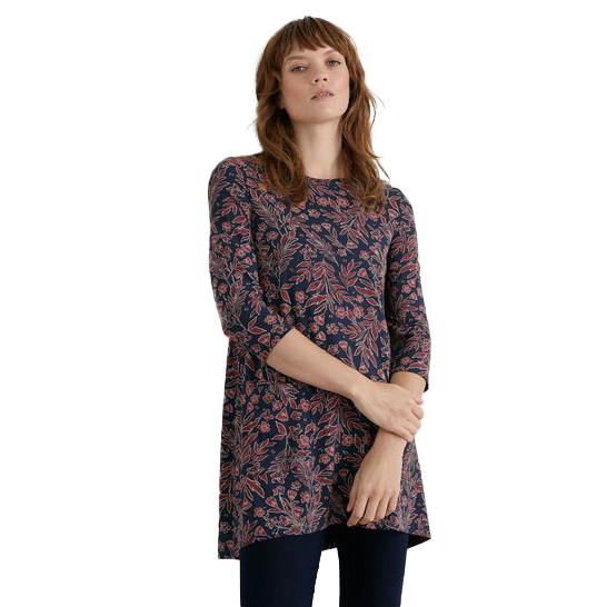 Seasalt Cornwall Killiow Tunic Floral Glaze Burgundy Aran