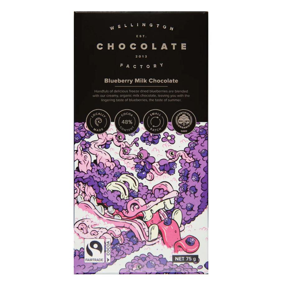 Wellington Chocolate Factory Blueberry Milk Chocolate Bar 75g