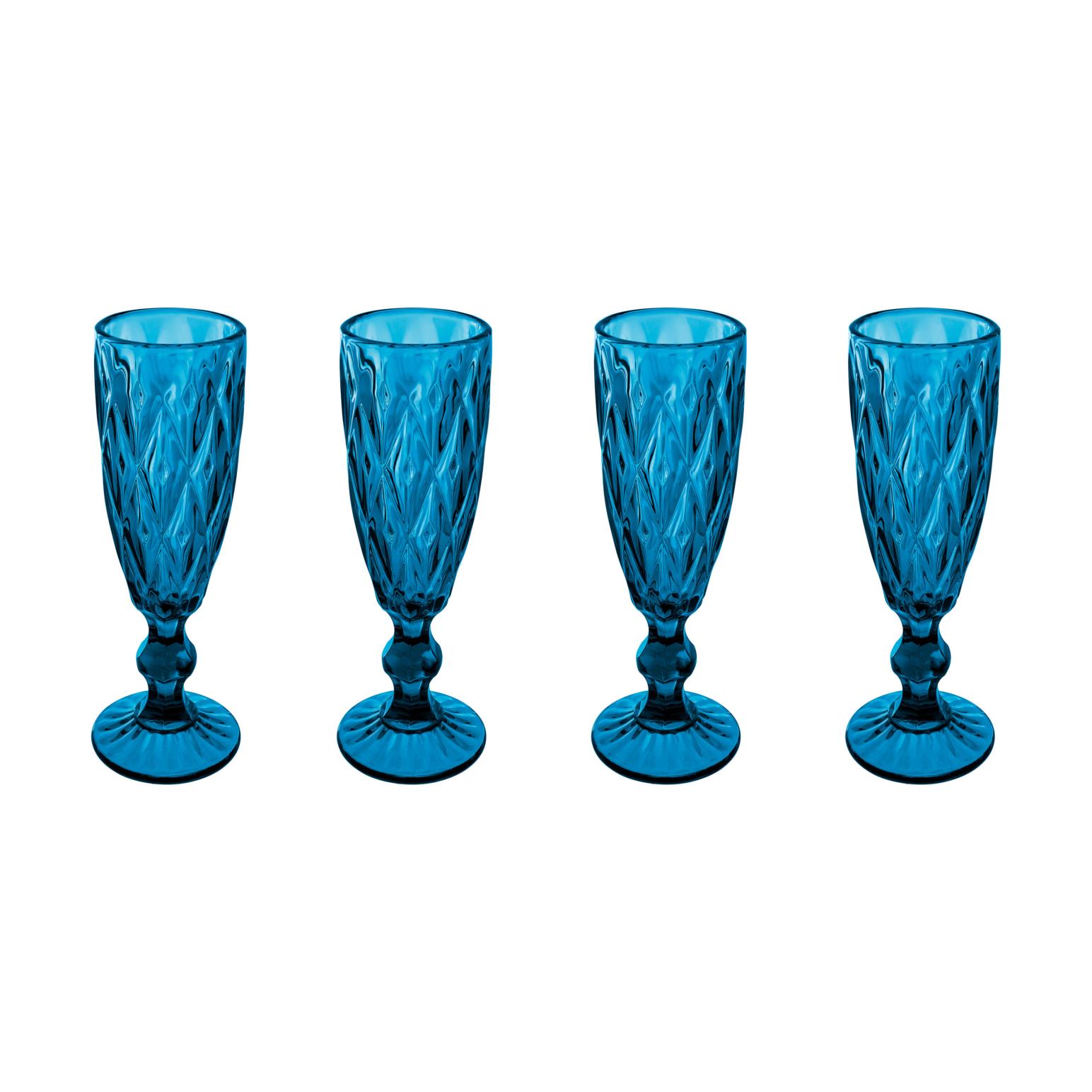 Casa Domani Deanna Champagne Flute 4Pc Blue Gift Boxed