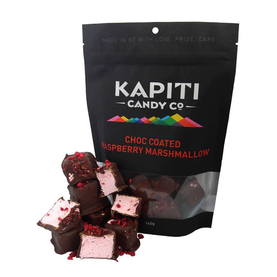 Kapiti Candies Chocolate Coated Raspberry Marshmallow 140g