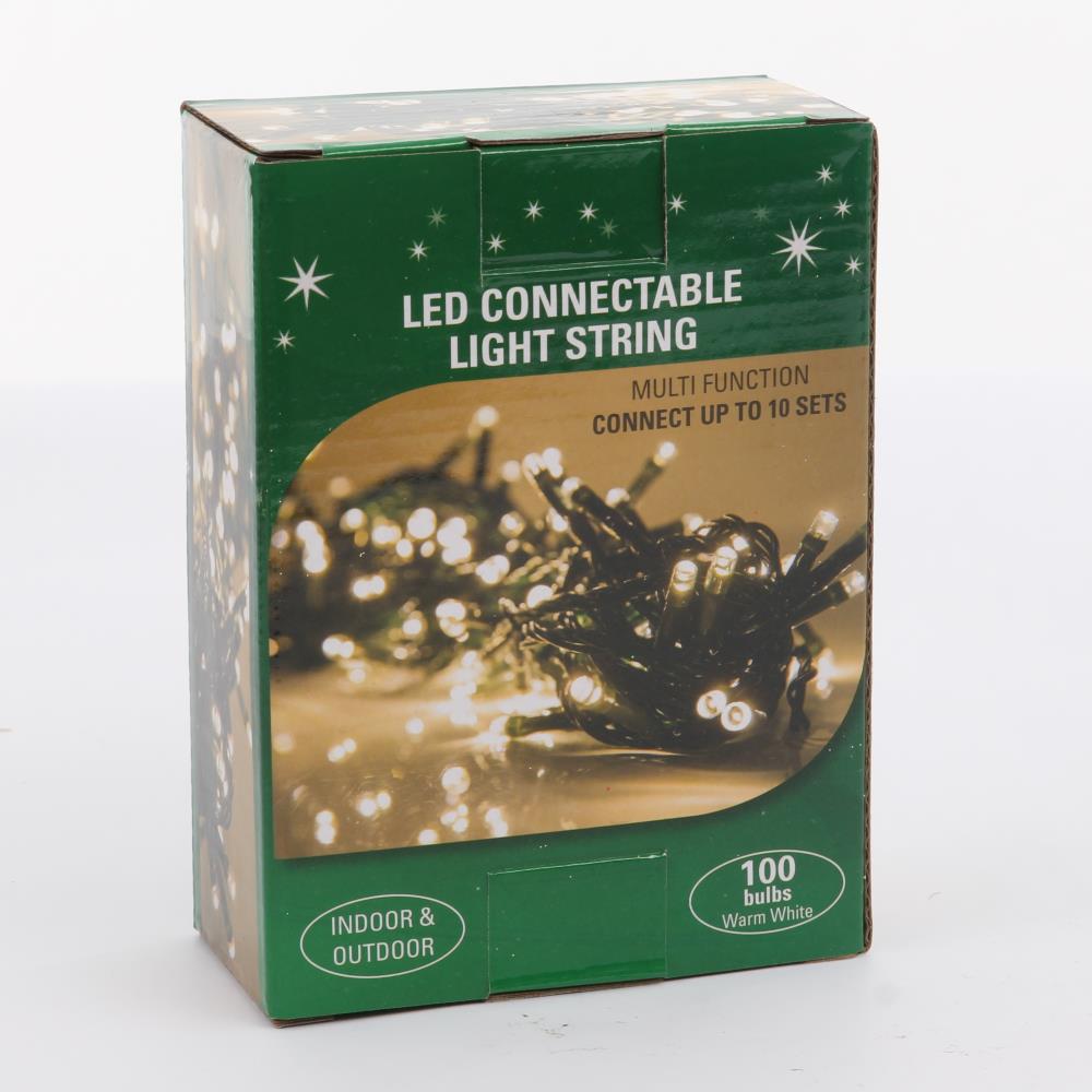 In/Outdoor String 100 Warm White Lights Connectable Enclosed