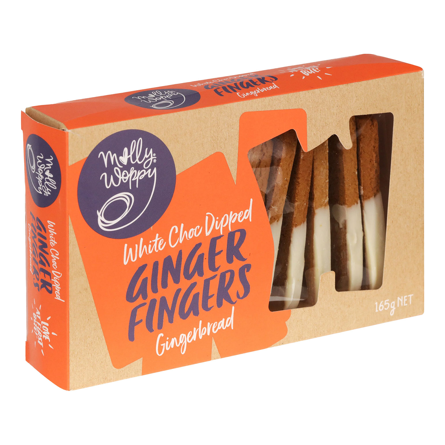 Molly Woppy White Chocolate Dipped Ginger Fingers 165g