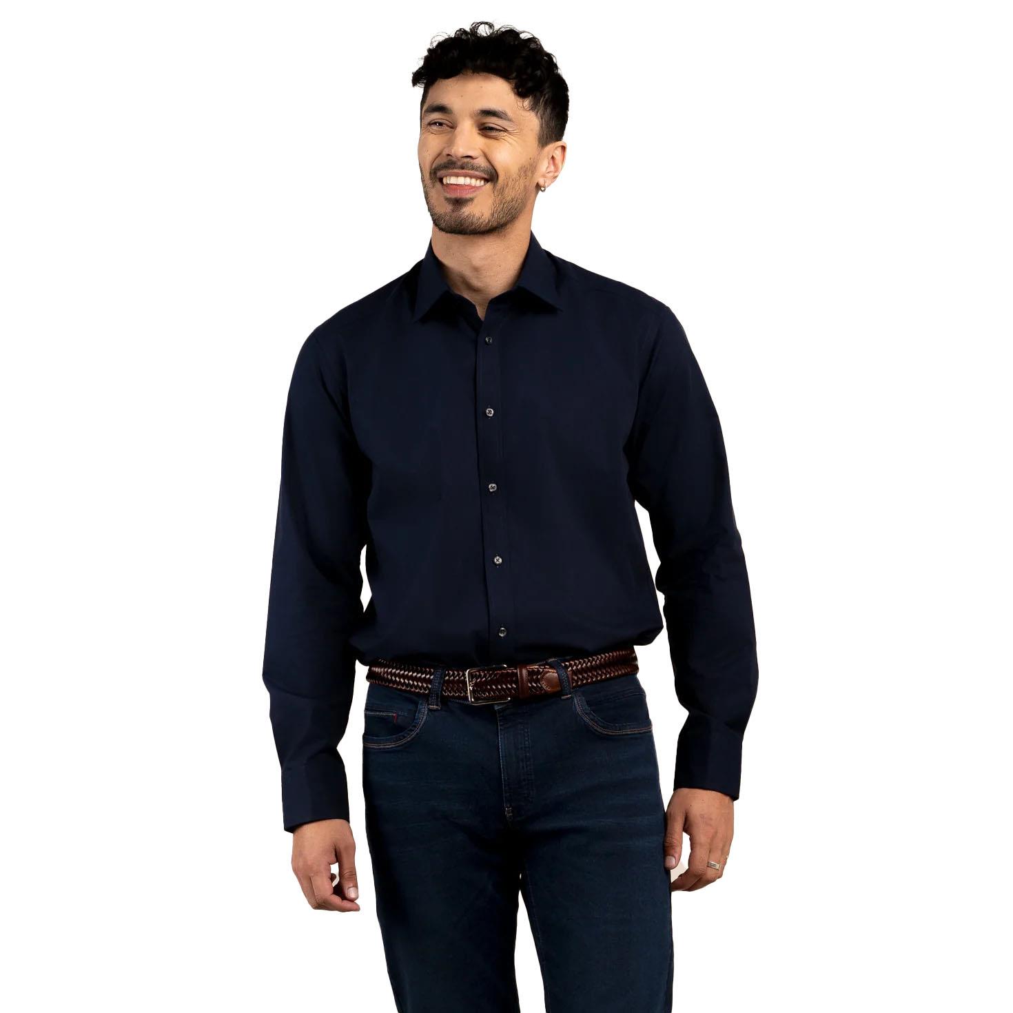 Rembrandt London Navy Plain Poplin Shirt