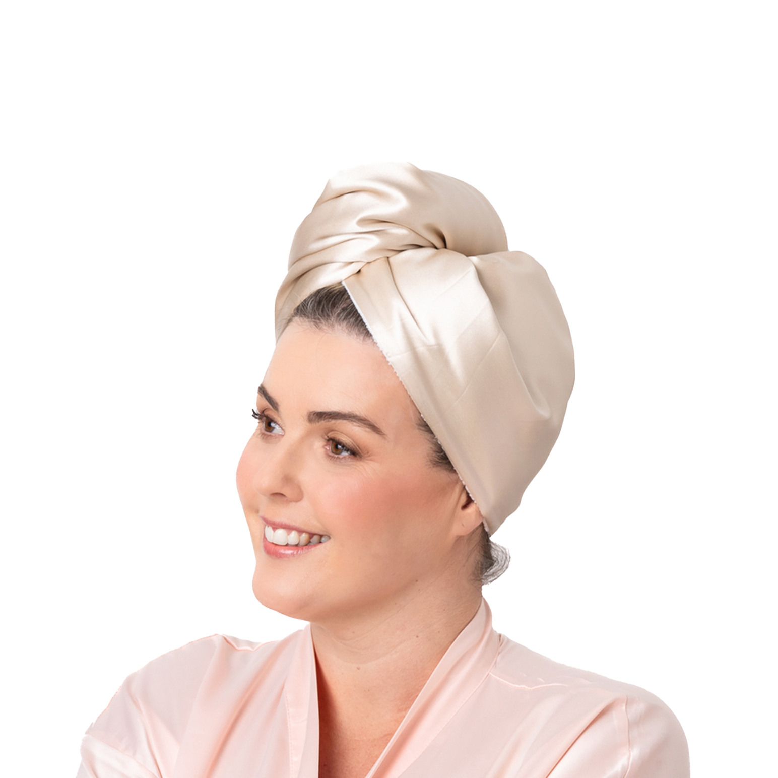 Splash Happy Silk Lined Microfibre Turban Beige