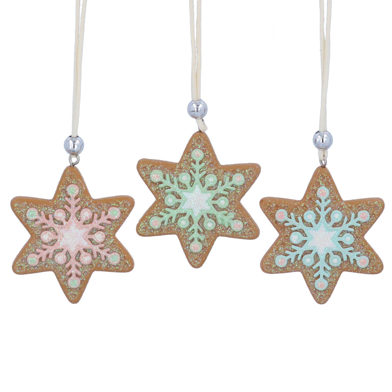 Gisela Graham Resin Gingerbread Star W Pastel Snowflake