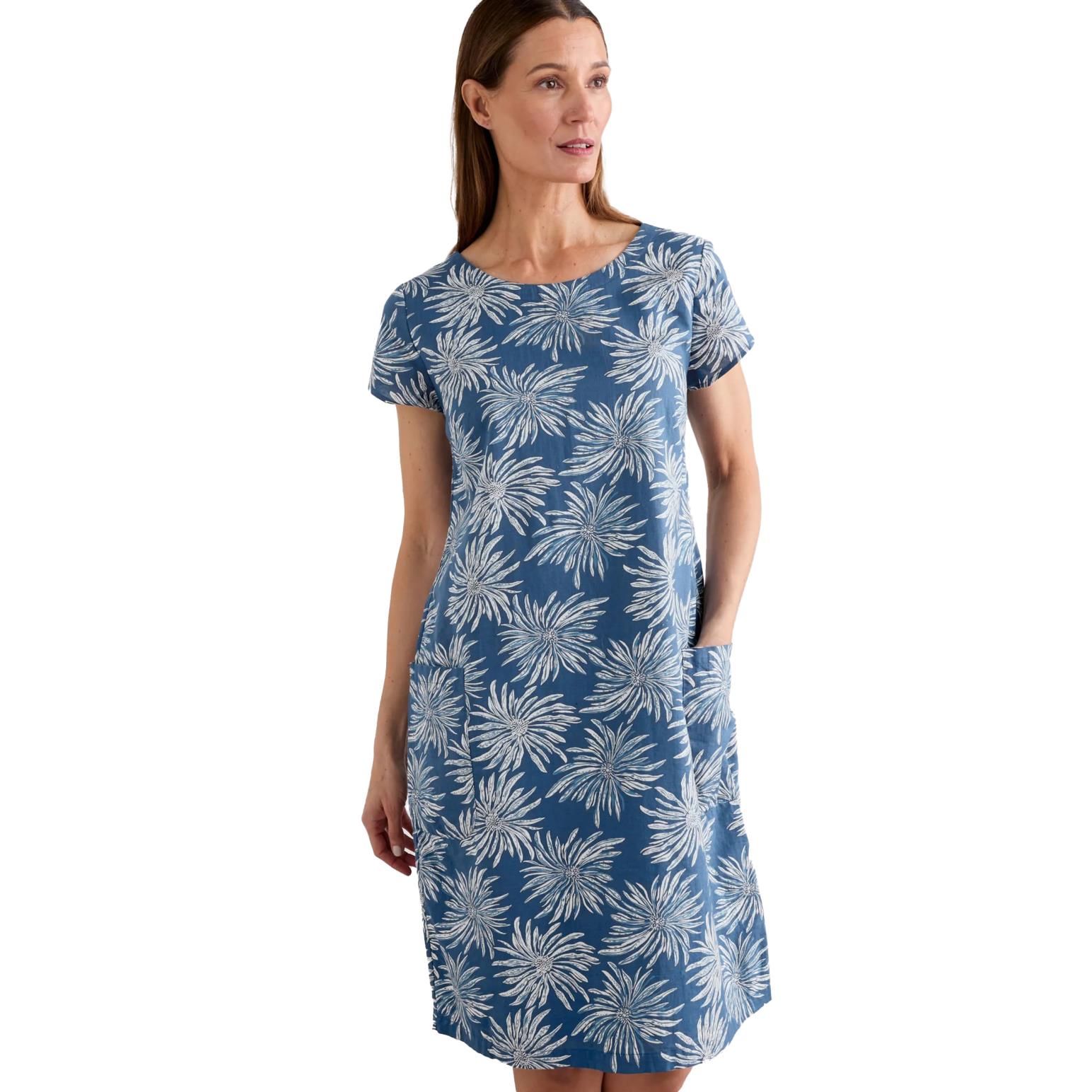 Seasalt Cornwall River Cove Dress Sea Flower Dark Voyage