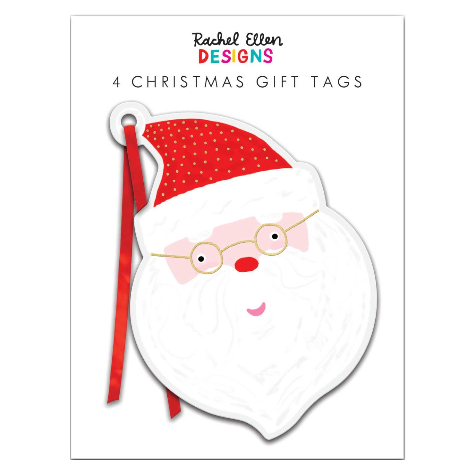 Rachel Ellen Santa Face Die Cut Tag Pkt Of 4