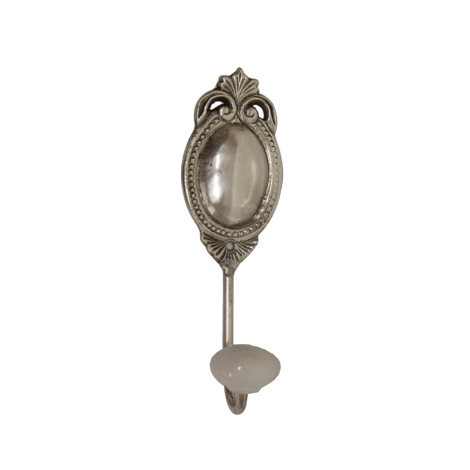 French Country Silver Oval Hook with Beading