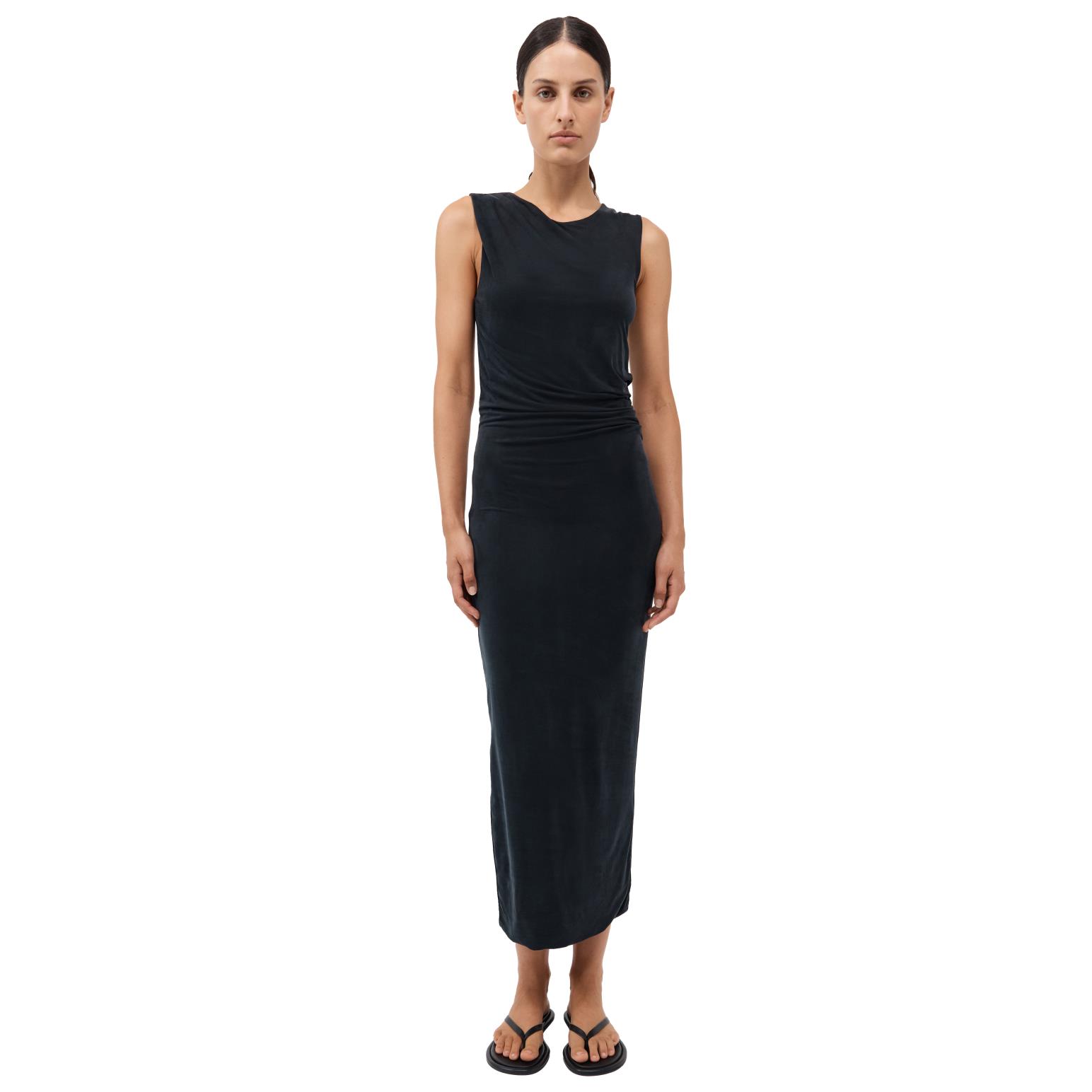 St. Agni Cupro Jersey Drape Dress