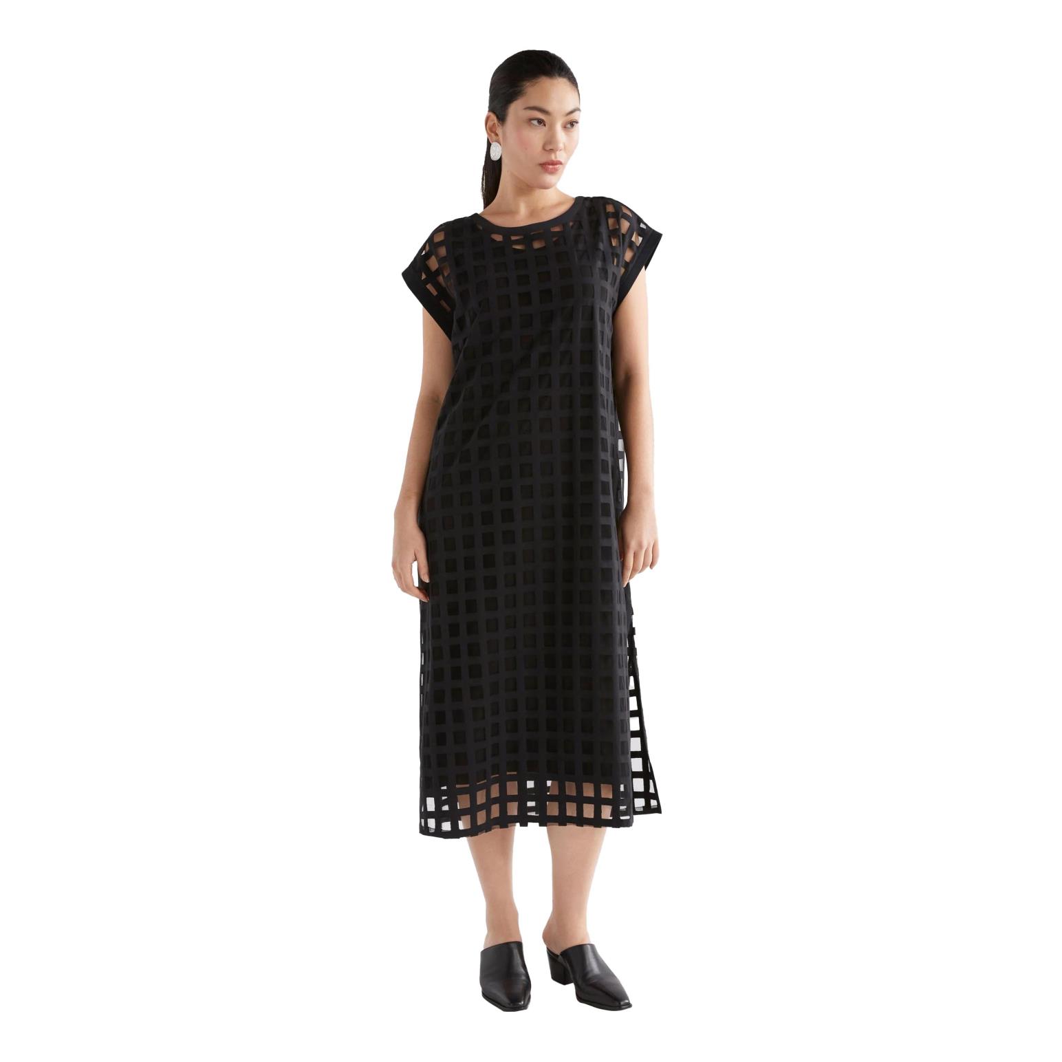 ELK Grid Burnout Midi Dress