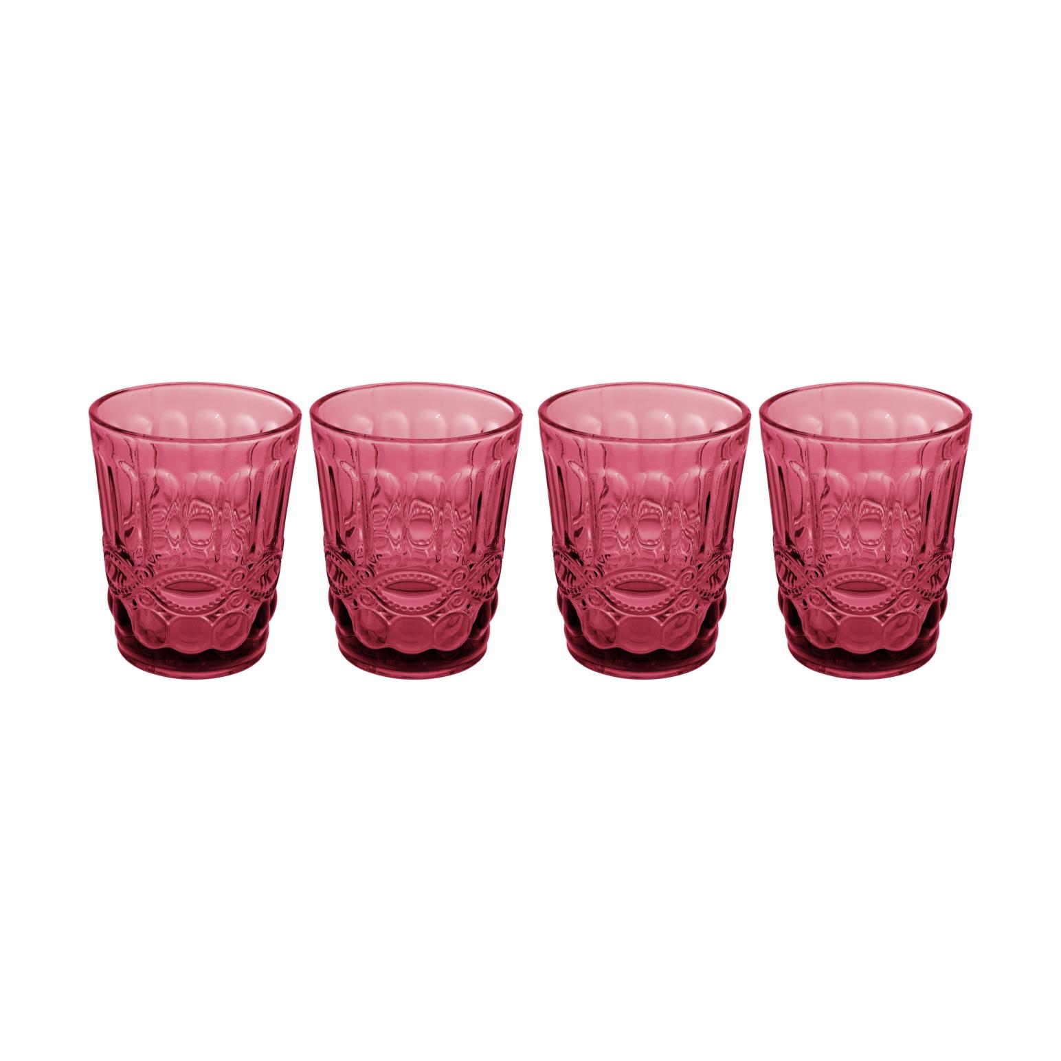 Casa Domani Gabriella Double Old Fashion Glass 4Pc Pink Gift Boxed