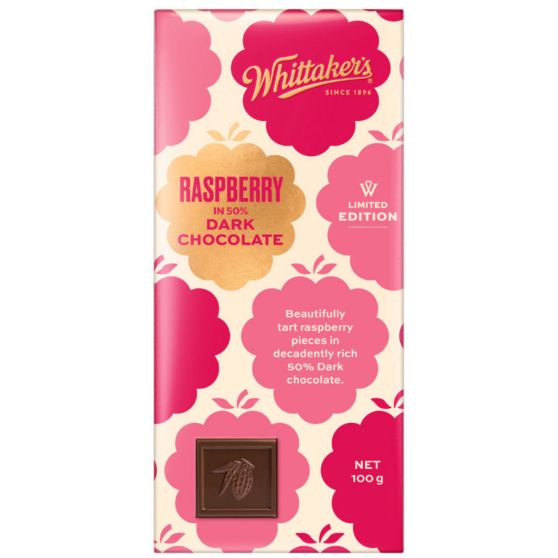 Whittaker's Raspberry & NZ Strawberry in 50% Dark Chocolate 100g