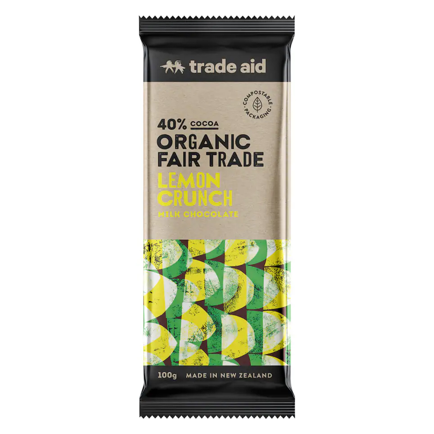 Trade Aid Organic 40% Lemon Crunch Chocolate 100g