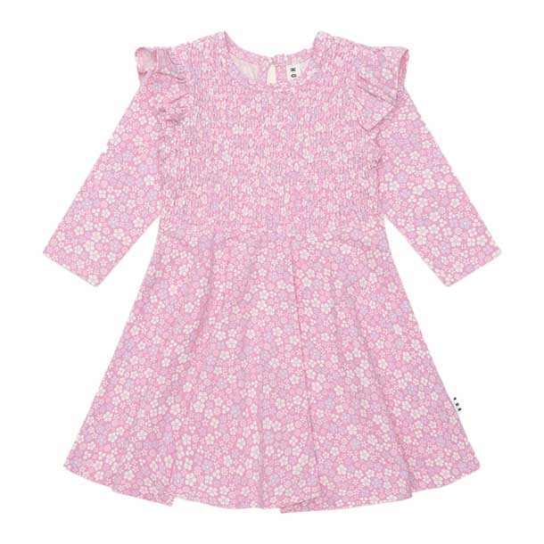 Huxbaby Ditsy Floral Shirred Long Sleeve Dress 1-2Y