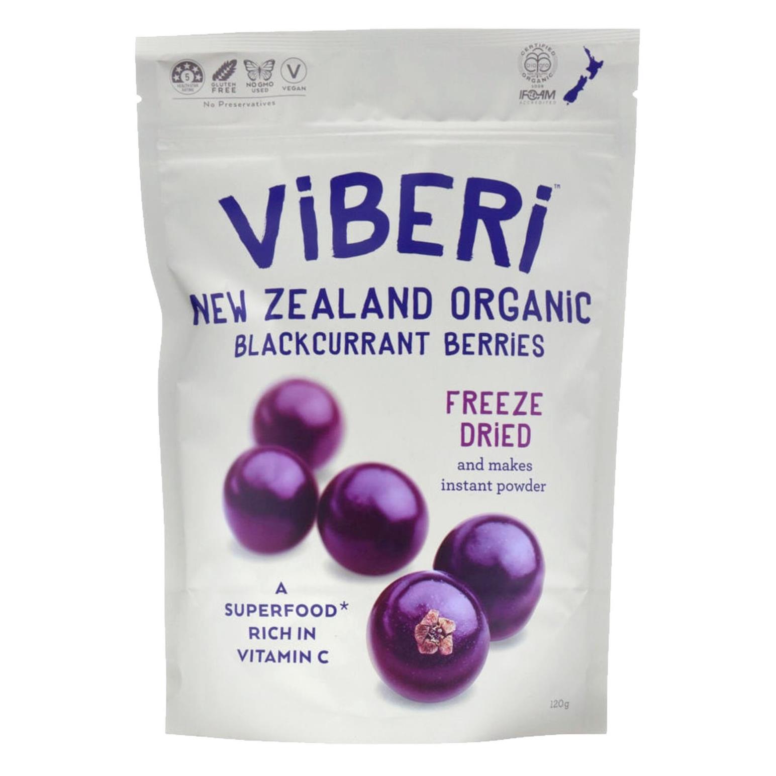 Viberi Organic Freeze Dried Blackcurrants 120g