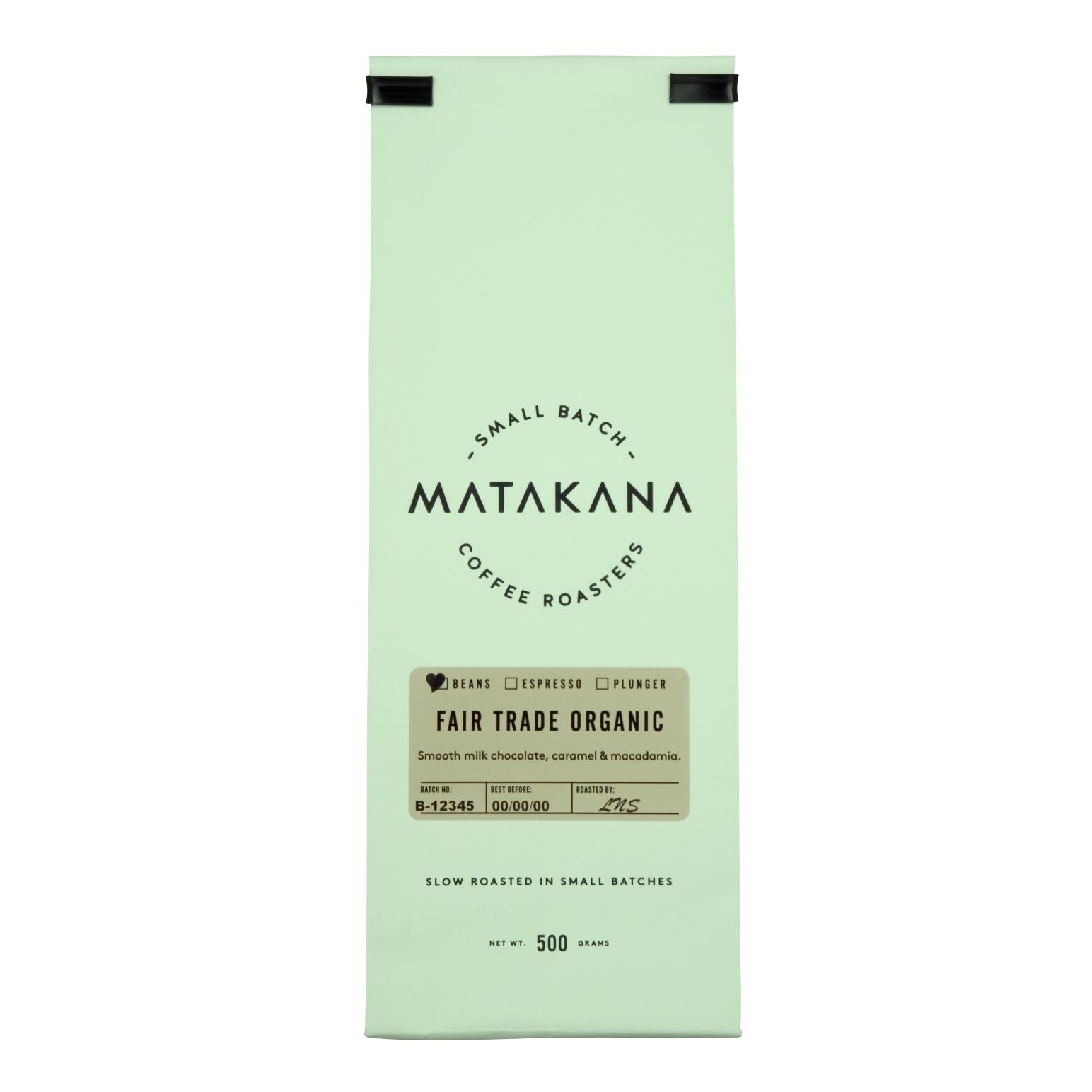 Matakana Coffee Roasters FT Organic Beans 500g