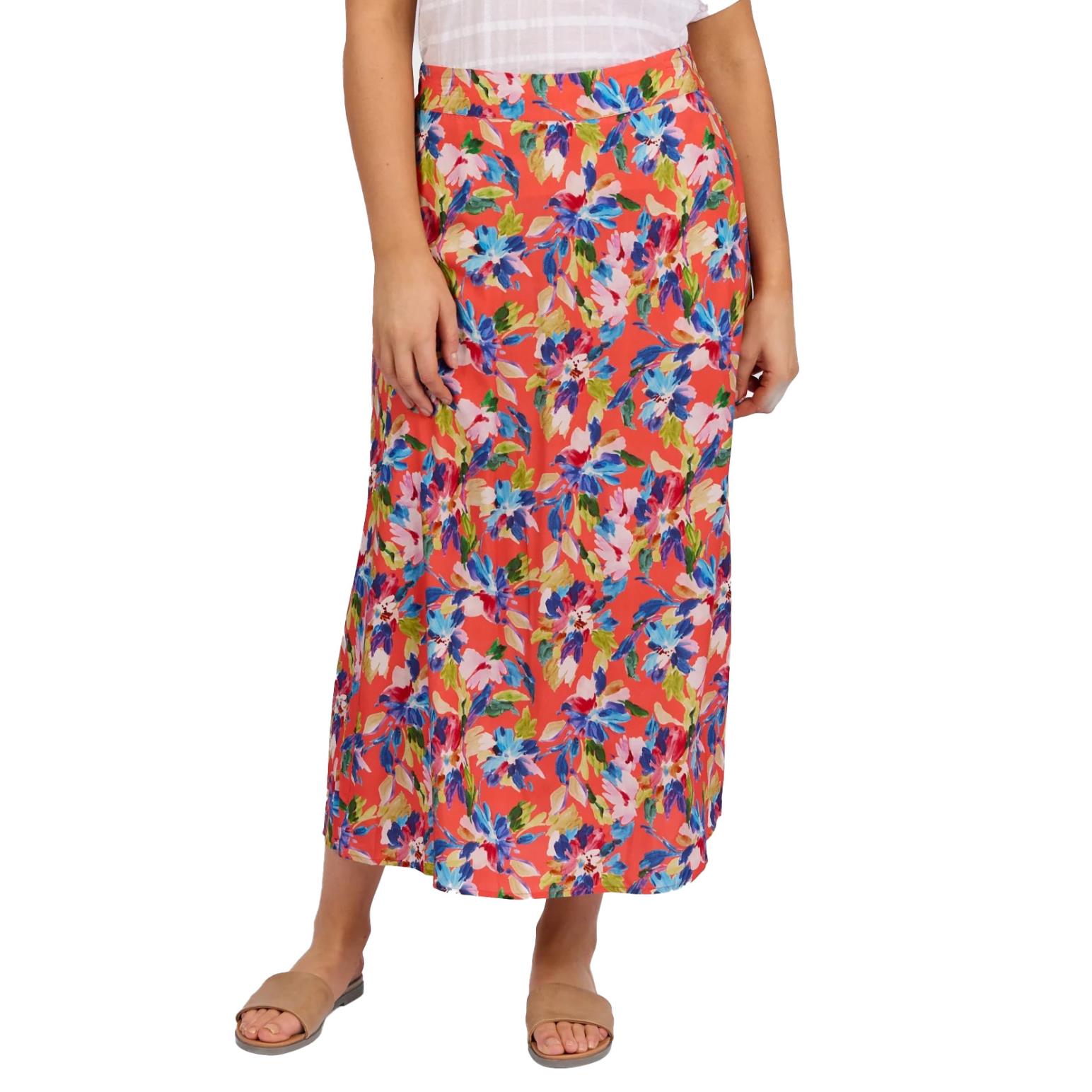 Vassalli Pull On Long Skirt With Elastic Back Waistband