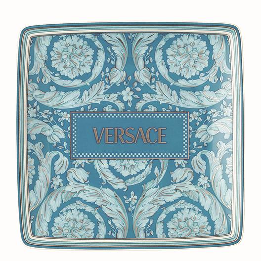 Versace Barocco Square Dish 12cm Teal