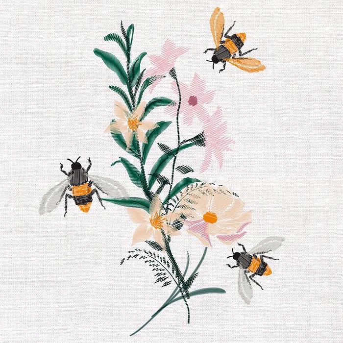 Uncle Zitos Floral Bees Luncheon Napkin