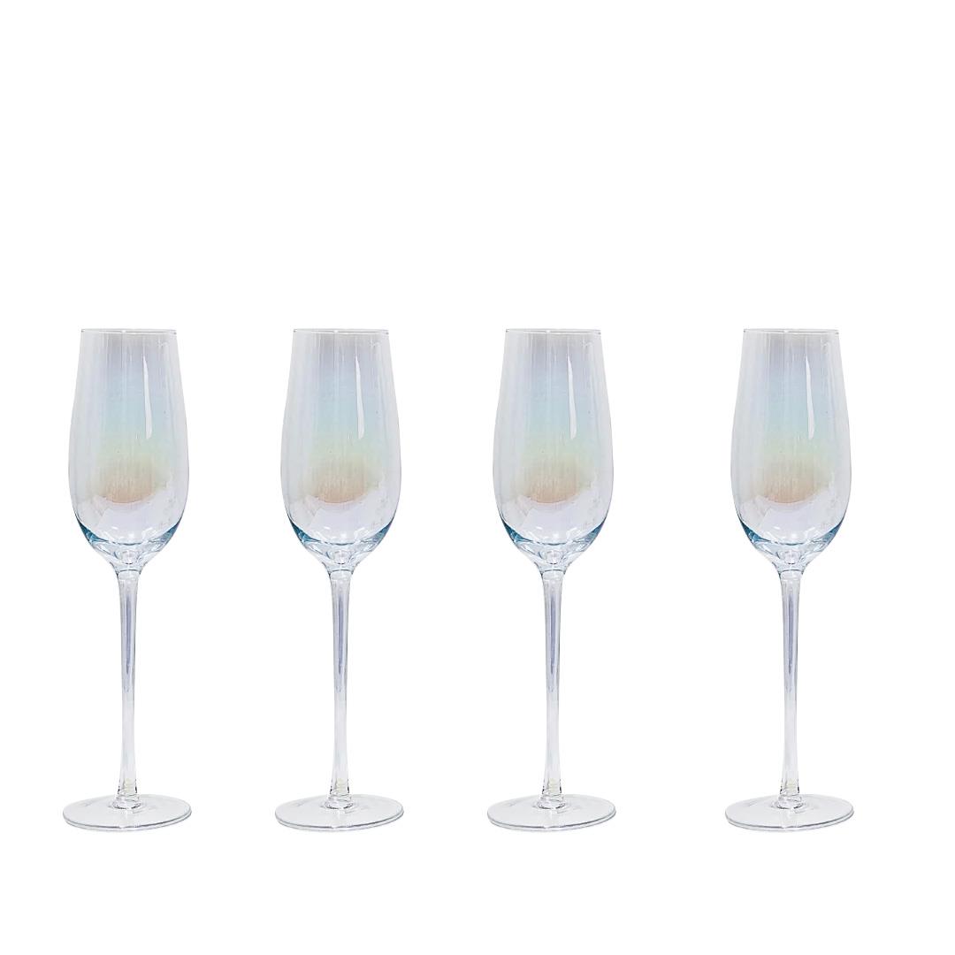 Home Lab Iridescent Champagne Flute Set Of 4