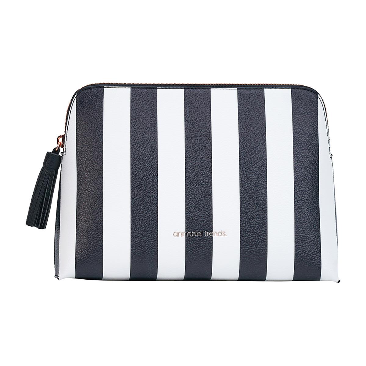 Annabel Trends Vanity Bag Large - Black & White Stripe