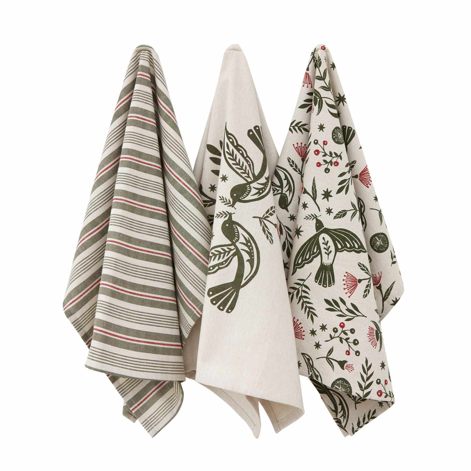 Wallace Cotton Peace Doves Tea Towel Set 3