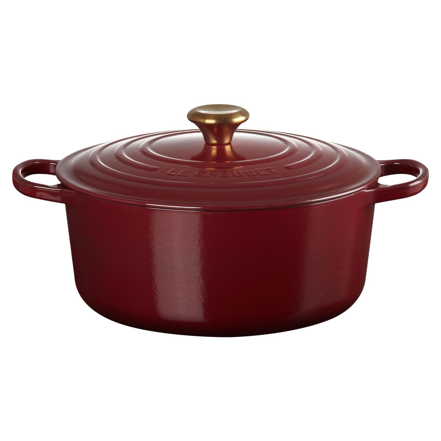 Le Creuset Signature Round Casserole/Oven 28cm Garnet Gold Knob