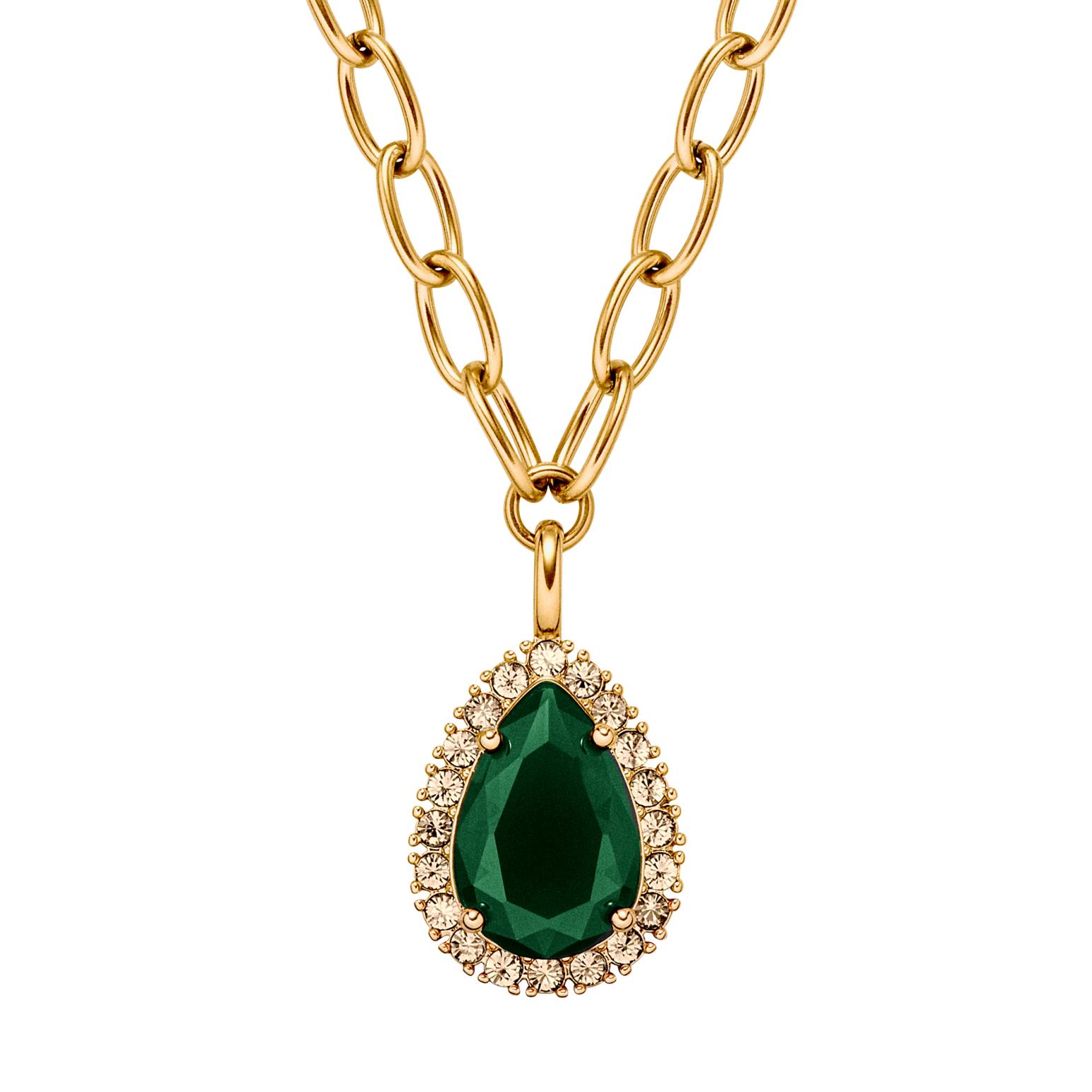 Dyrberg Kern Metta Sg Emerald Green Golden Necklace