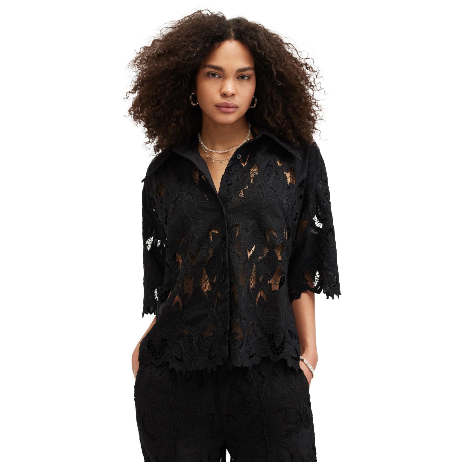 AllSaints Charli Relaxed Fit Embroidered Shirt