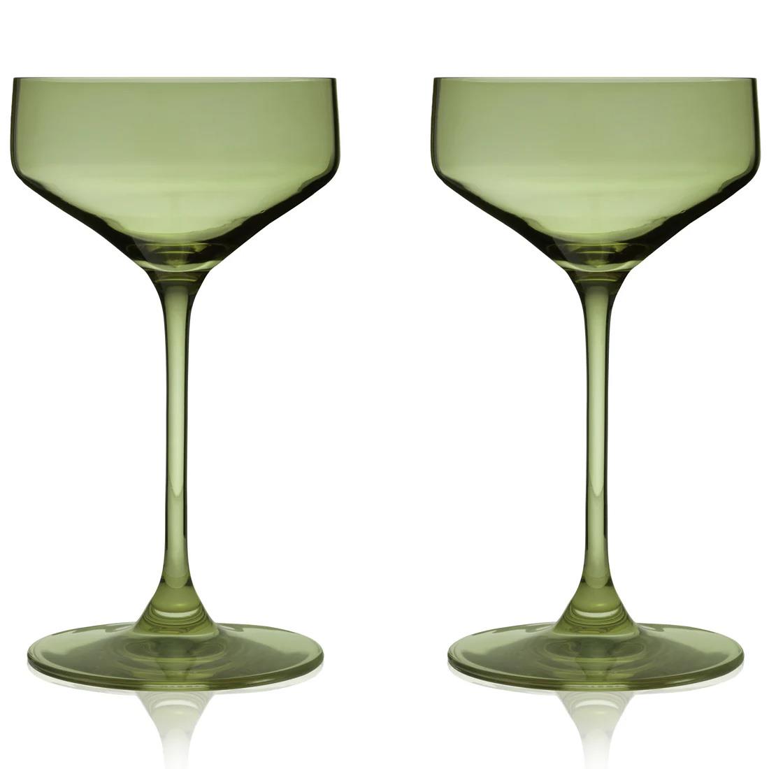 Reserve Nouveau Crystal Coupes In Sage By Viski Set Of 2