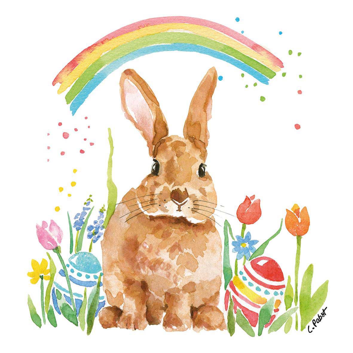 Image Gallery Easter Rainbow Rabbit Luncheon Napkin