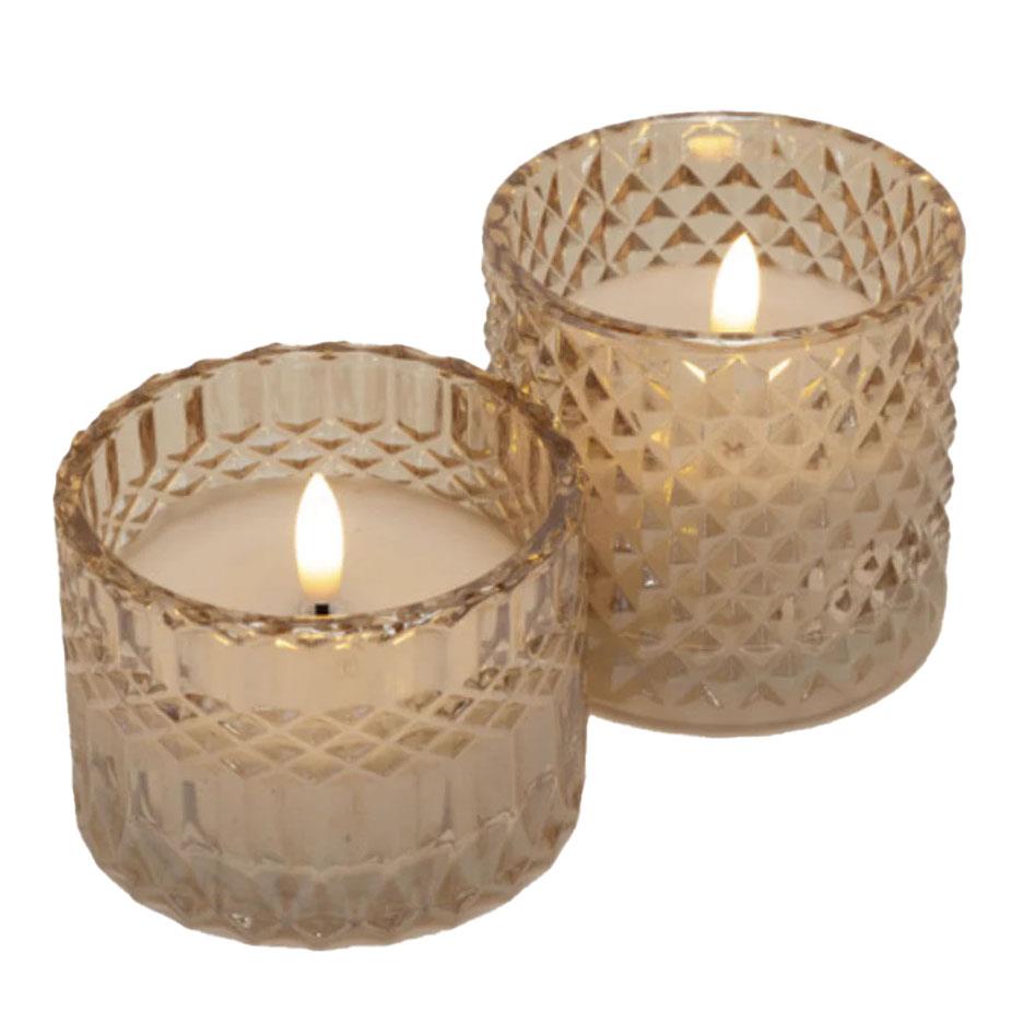 Stellar Haus Umber Palm Frond-Cut Glass AAA LED Candle