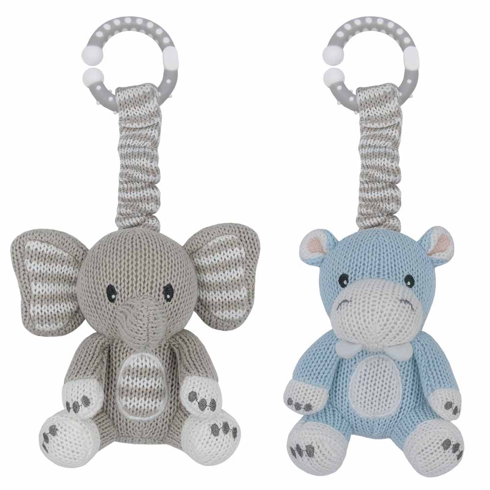 Living Textiles 2Pk Stroller Toy - Elephant & Hippo