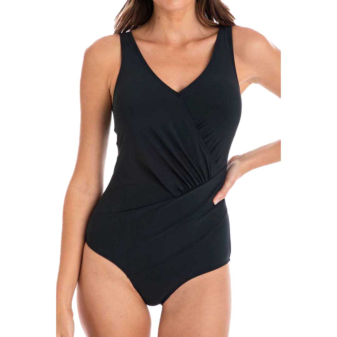 Togs Black Surplice Swimsuit