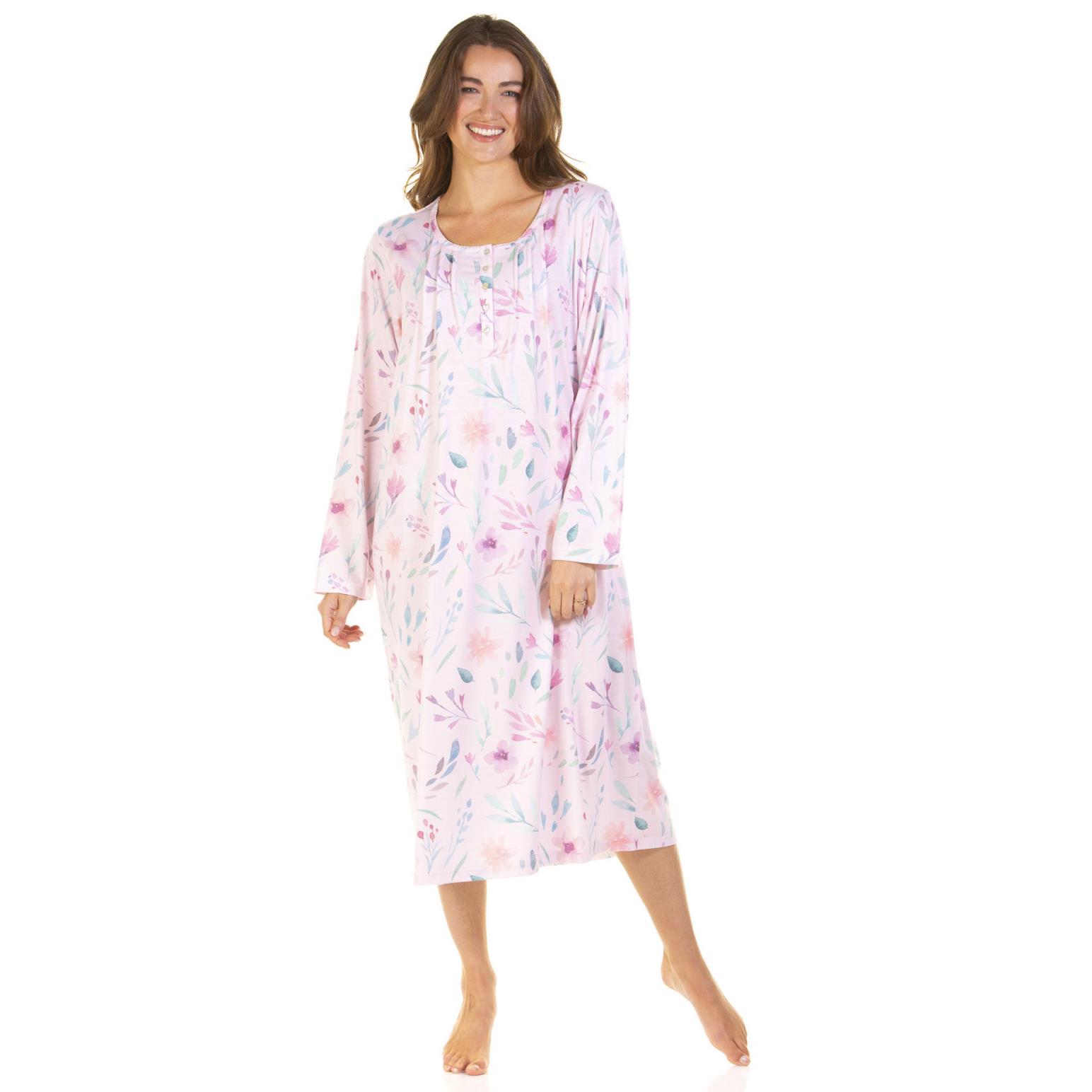 La Marquise Watercolours Cotton Rich Longsleeve Nightdress