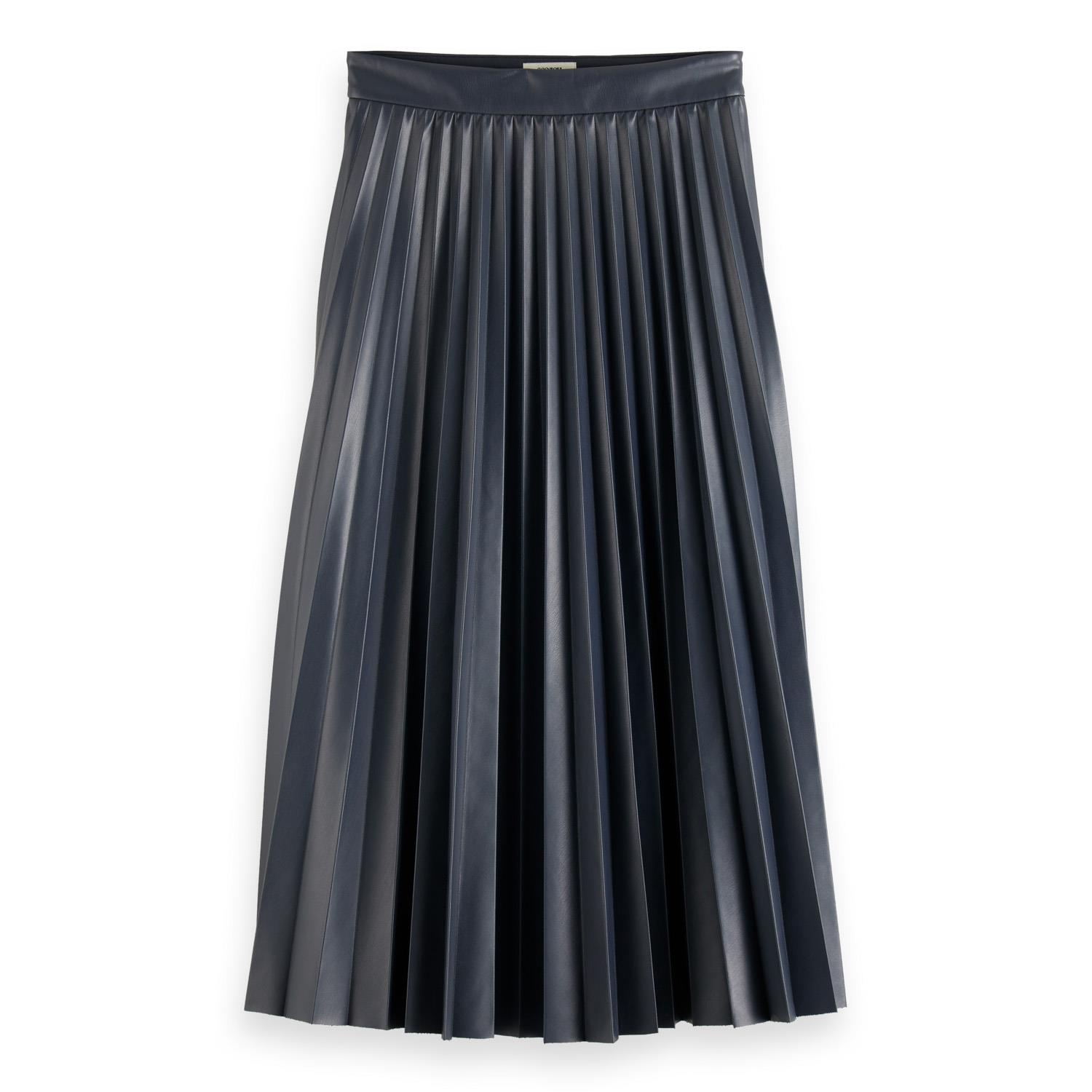 Scotch & Soda Faux Leather Pleated High Rise Midi Skirt