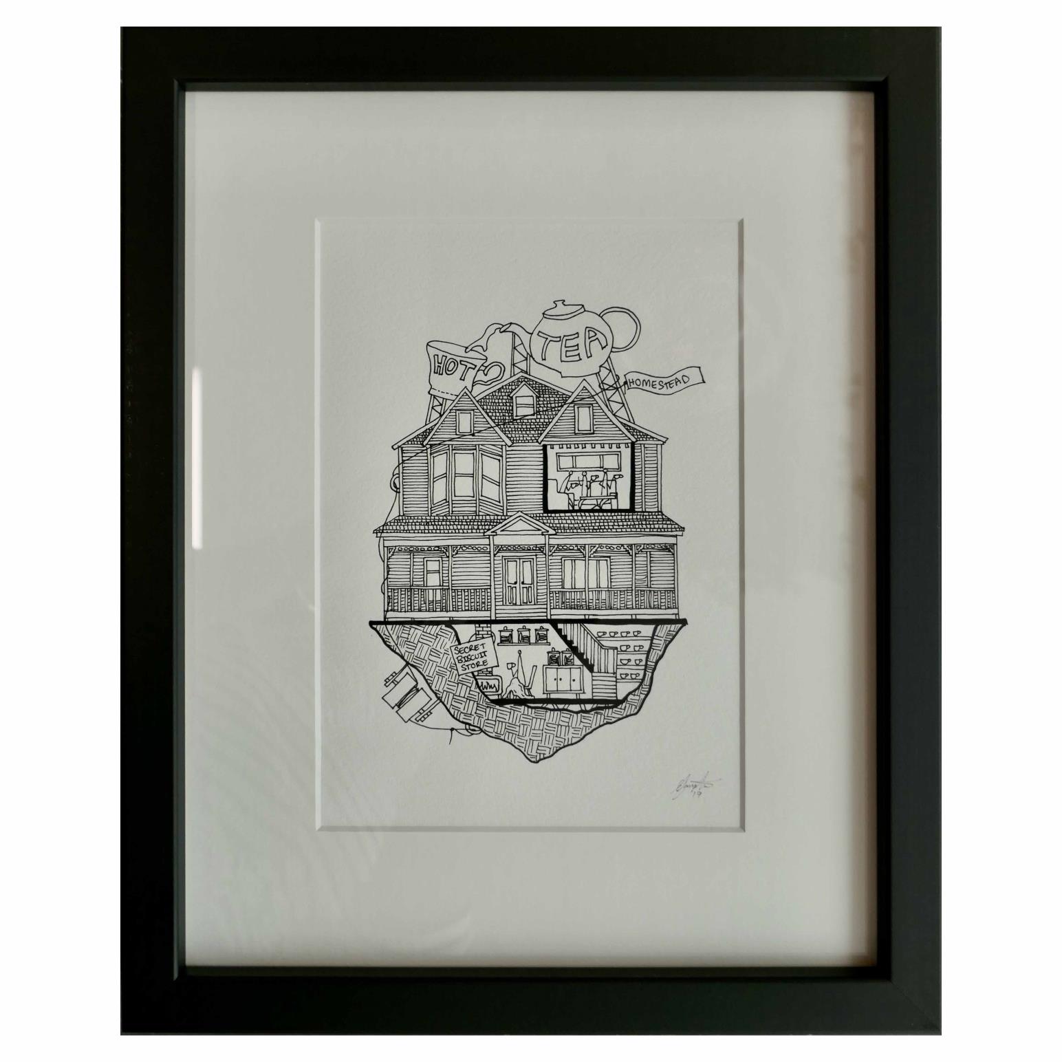 Ellie Compton Hot Tea Print A5 Framed