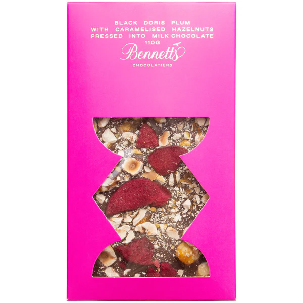 Bennetts of Mangawhai Plum & Hazelnut Chocolate Bar