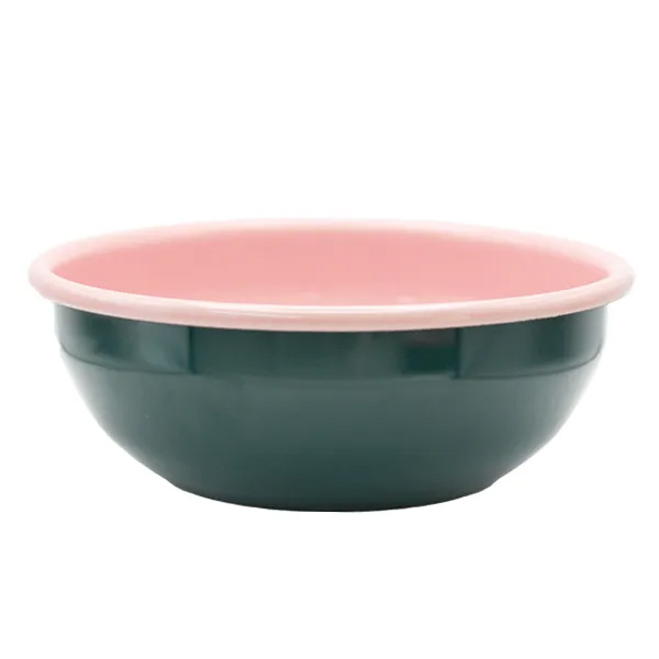 Dishy Enamel Bowl 16cm - Dark Green/Pink